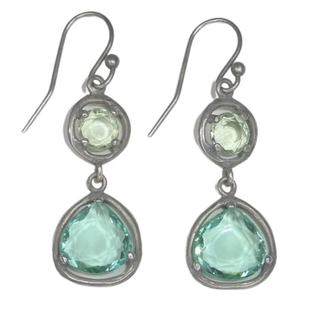 Rare Silpada Sterling Silver and Green Seafoam Glass Seychelles Earrings W2457
